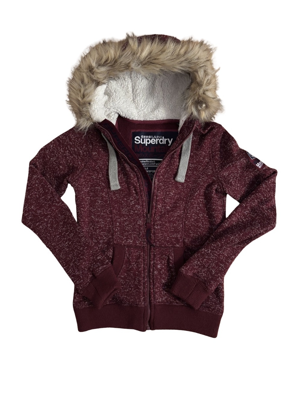 Superdry Y2K Burgundy Storm Fur Hooded Zip-Up Jacket